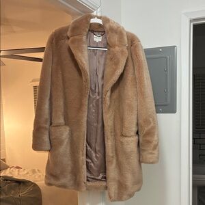 REISS Faux Fur Light Pink Coat